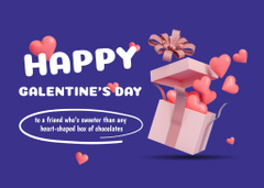 Happy Galentine`s Day Celebrating With Gift And Hearts