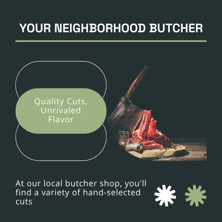 Meat in Local Butcher Shop Instagram Design Template