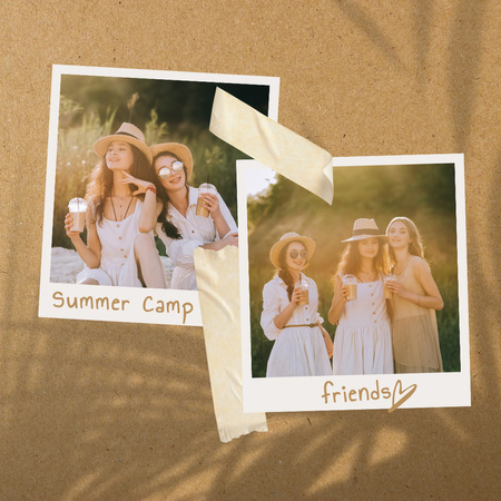 Modèle de visuel des gens heureux au camp d'été - Instagram