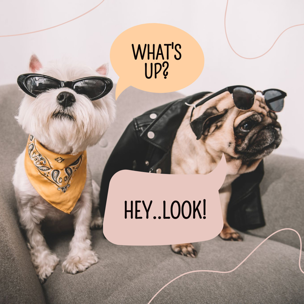Ontwerpsjabloon van Instagram van Fashion Ad with Stylish Dogs