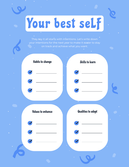 Template di design New Year's Resolution List in Blue Notepad 8.5x11in