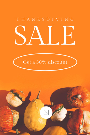 Announcing Thanksgiving Sale with Pumpkins Flyer 4x6inデザインテンプレート