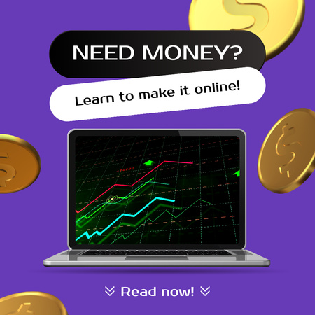 Making Money Online Guide With Laptop Animated Post Design Template