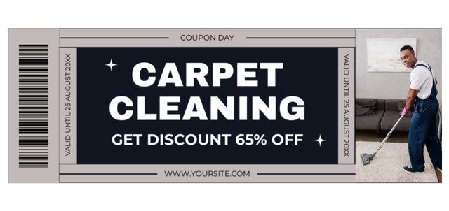 African American Man is Cleaning Carpet Coupon Din Large Πρότυπο σχεδίασης