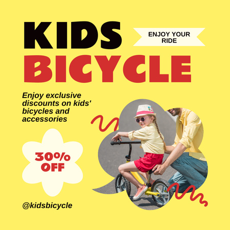 Enjoy Discounts on Kids' Bicycles Instagram AD Design Template
