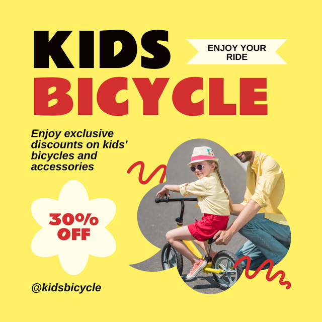 Enjoy Discounts on Kids' Bicycles Instagram ADデザインテンプレート