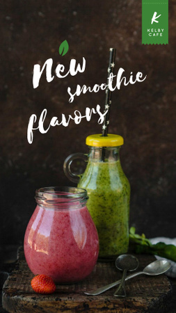 Healthy nutrition offer with Smoothie bottles Instagram Video Story Design Template