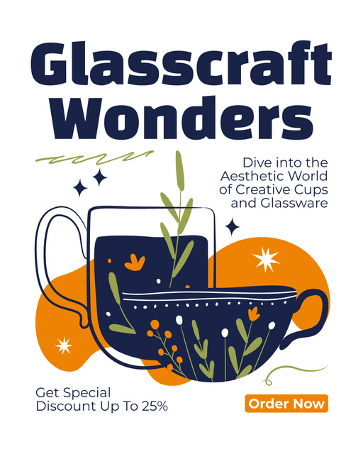 Creative Glass Drinkware with Discount Offer Instagram Post Vertical – шаблон для дизайна
