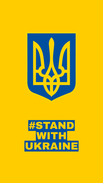 Stand with Ukraine Phrase in National Colors of Flag Instagram Story Modelo de Design