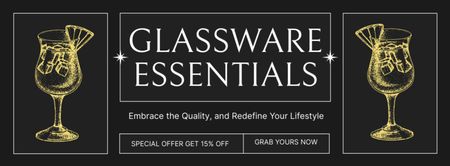 Platilla de diseño Glassware for Luxury Drinks Facebook cover