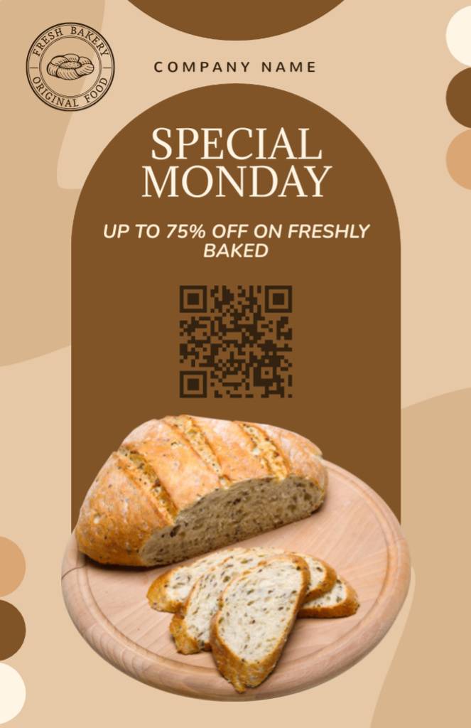 Special Monday in Pastry Shop Recipe Card Design Template