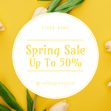Spring Sale Announcement with Tulips Instagram AD Design Template