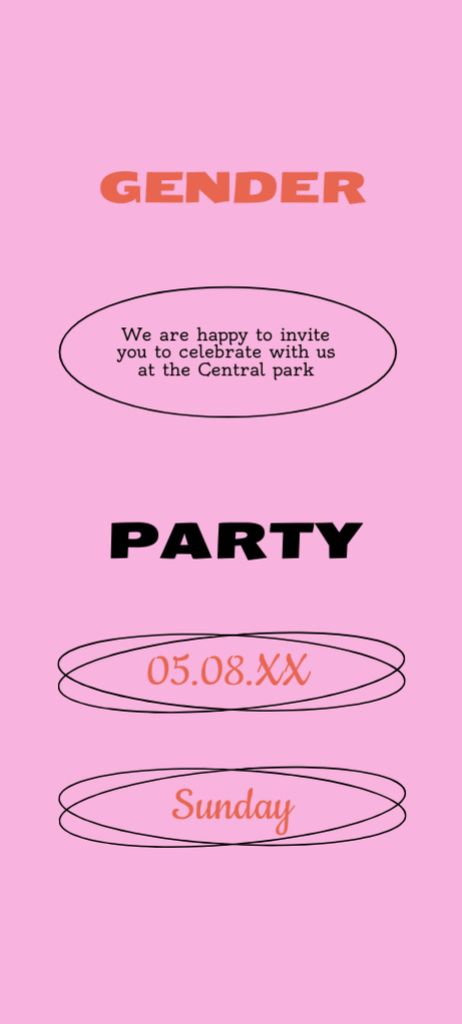 Gender Party Announcement on Pink Simple Invitation 9.5x21cm Design Template