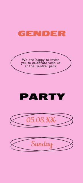 Gender Party Announcement on Pink Simple Invitation 9.5x21cm Design Template