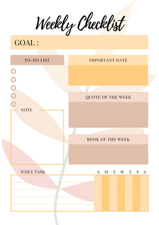 Stylish Pastel Weekly Checklist Schedule Planner Design Template