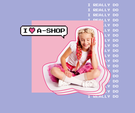 Стильная маленькая девочка в розовом наряде Large Rectangle – шаблон для дизайна