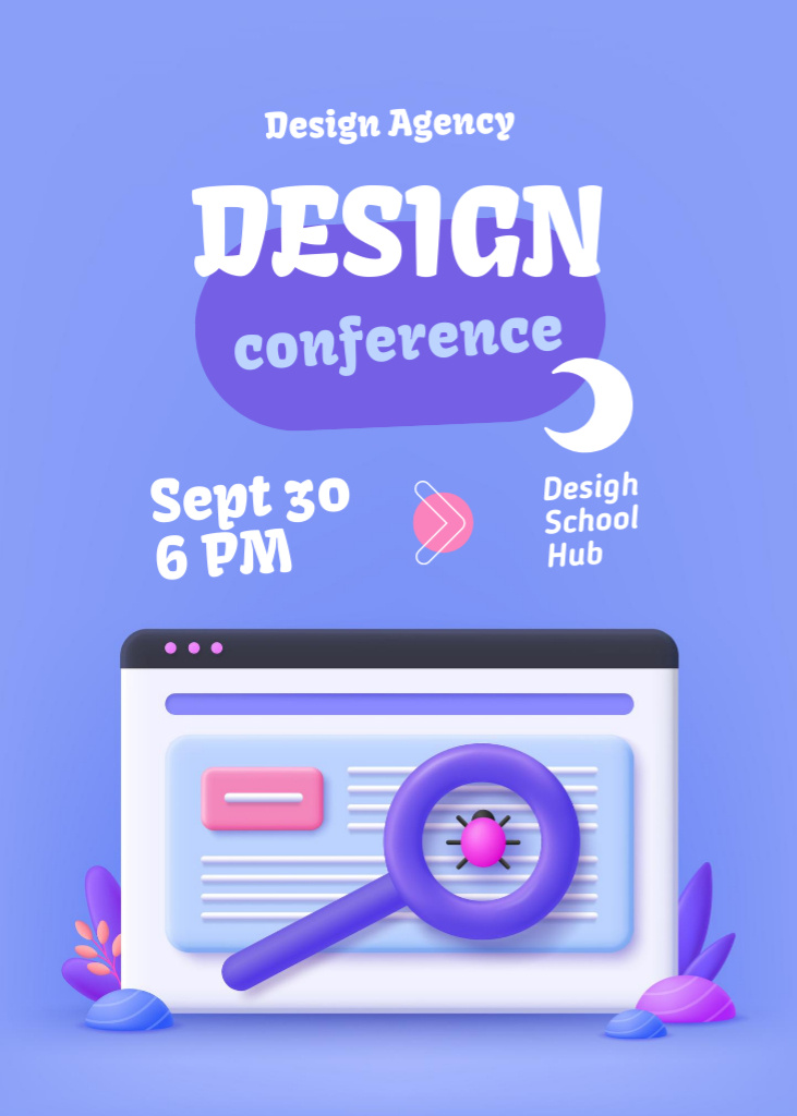Artistic Conference Event Announcement In Autumn Flayer Design Template