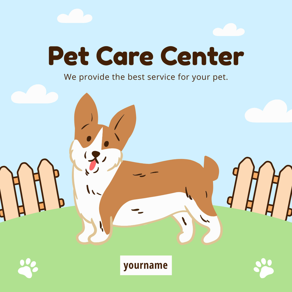 Pet Care Offer with Cartoon Corgi Instagram ADデザインテンプレート
