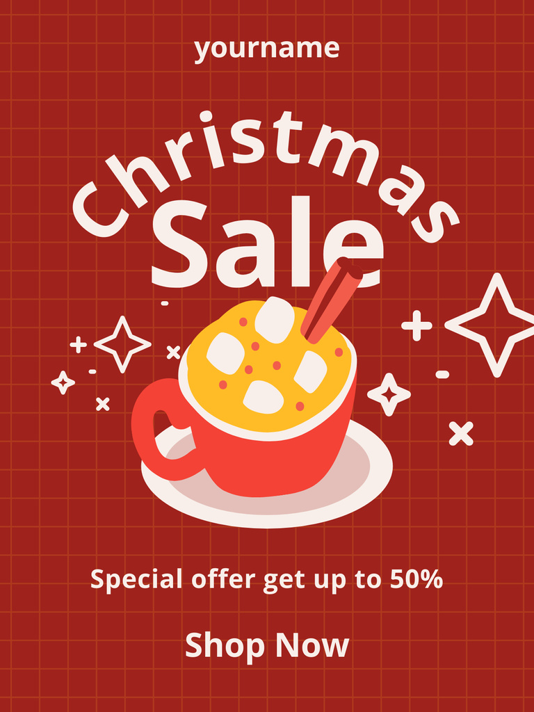 Christmas Sale of Food and Drinks on Red Poster US Design Template