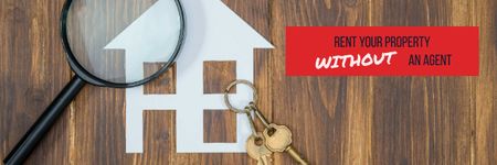 Rental Services Ad with House and Keys Email header Šablona návrhu