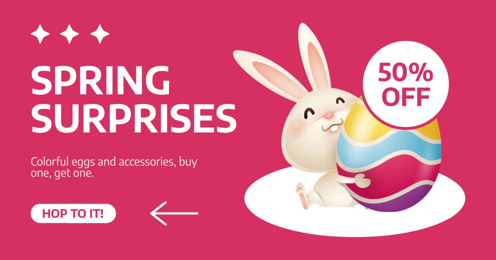 Easter Spring Surprises Ad with Offer of Discount Facebook AD Design Template