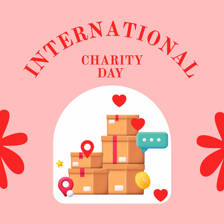 Template di design Annuncio della Giornata internazionale di beneficenza con scatole Instagram