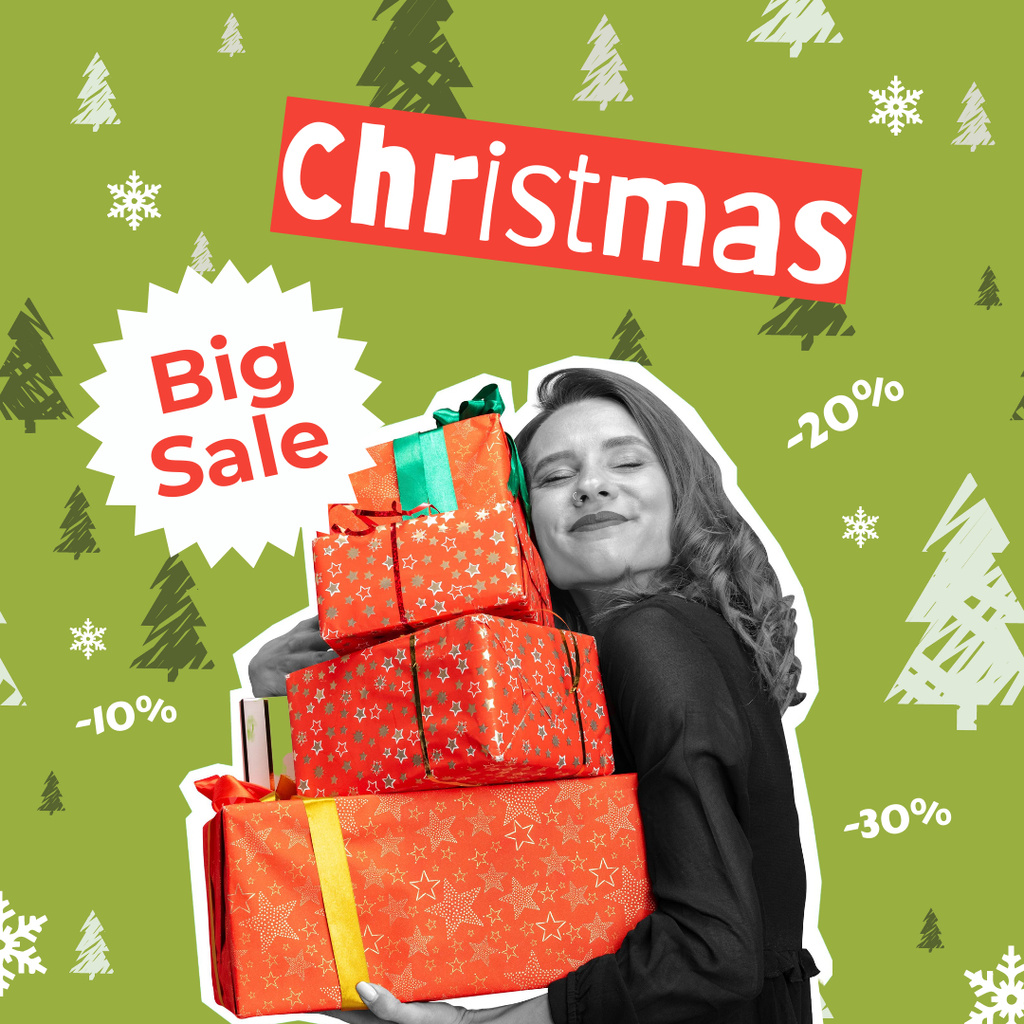Festive Christmas Big Sale Instagram Šablona návrhu
