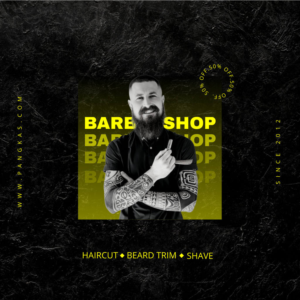 Ontwerpsjabloon van Instagram van Big Discounts on Barbershop Services