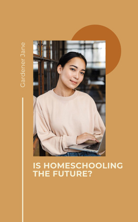 Home Education Ad with Young Beautiful Teacher Book Cover Design Template