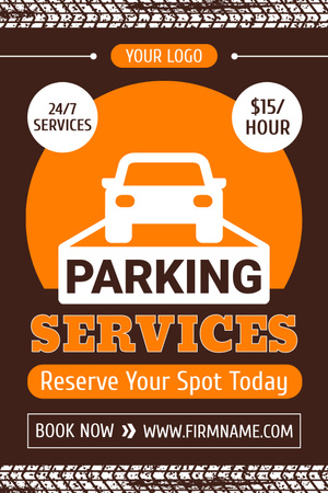 Parking Service Offer with Car Illustration Pinterest Design Template