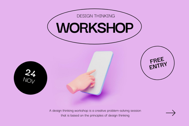 Interactive Design Thinking Workshop Announcement Flyer 4x6in Horizontal Design Template