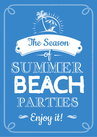 Summer beach parties Annoucement Posterデザインテンプレート