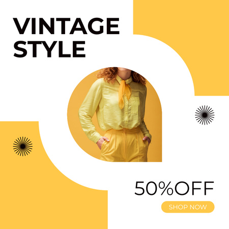 Vintage style pre-owned clothes Instagram ADデザインテンプレート