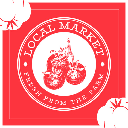 Local Farmer's Market Announcement with Tomato Sketch Instagram AD Design Template