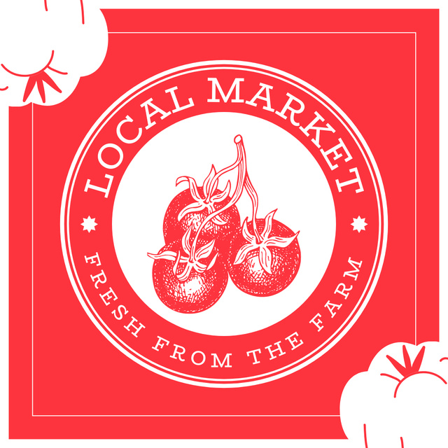 Local Farmer's Market Announcement with Tomato Sketch Instagram AD Modelo de Design