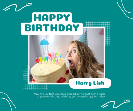 Birthday Greeting with Funny Moment Photo Facebook Design Template