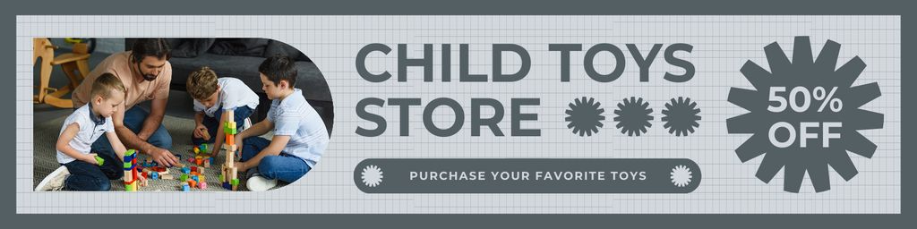 Child Toys Store Offer with Boys Twitterデザインテンプレート