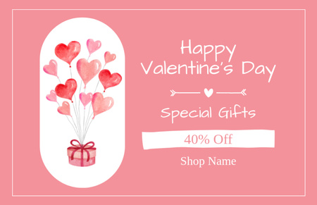 Announcement of Special Valentine's Day Discount on Gifts Thank You Card 5.5x8.5in Design Template