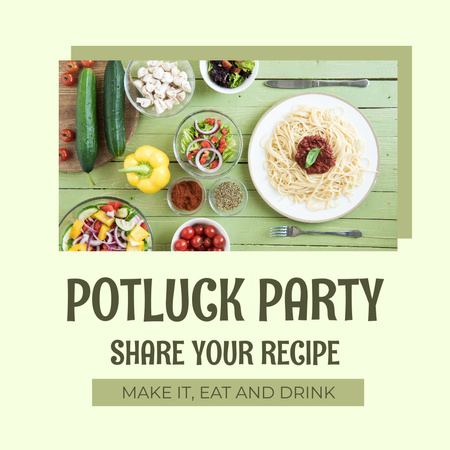 Potluck Party Invitation to Share Recipe Instagram Tasarım Şablonu