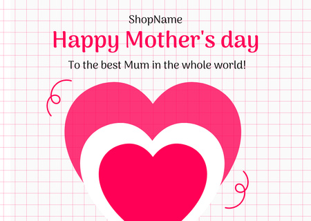 Mother's Day Greeting with Pink Hearts Card Tasarım Şablonu