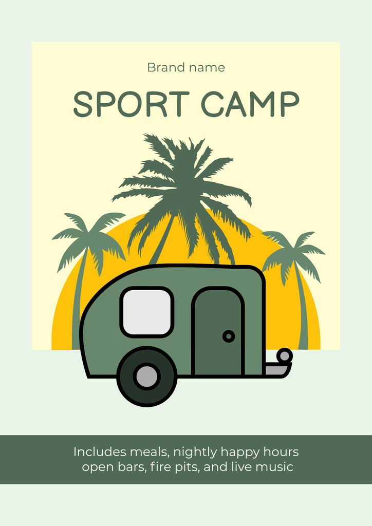 Beach Sports Camp Announcement Poster tervezősablon