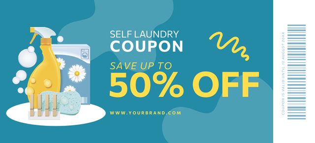 Offer Discounts on Laundry Service Coupon 3.75x8.25in Šablona návrhu