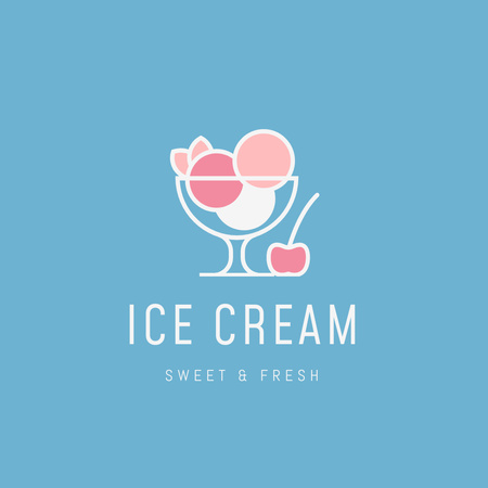 Kasede Farklı Dondurma Topları Logo Tasarım Şablonu