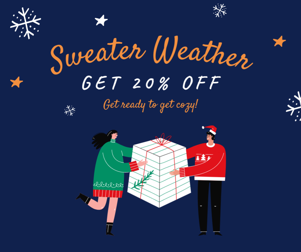 Cute Winter Sweater At Reduced Price Offer Facebook tervezősablon