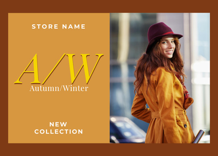 Stylish Woman in Yellow Trench Coat Flyer 5x7in Horizontal Design Template
