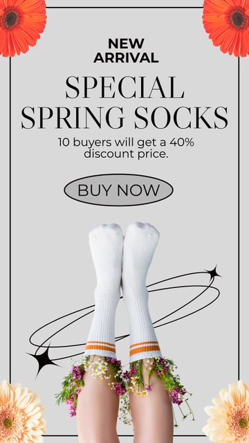Spring Sale Women's Socks Instagram Story – шаблон для дизайну