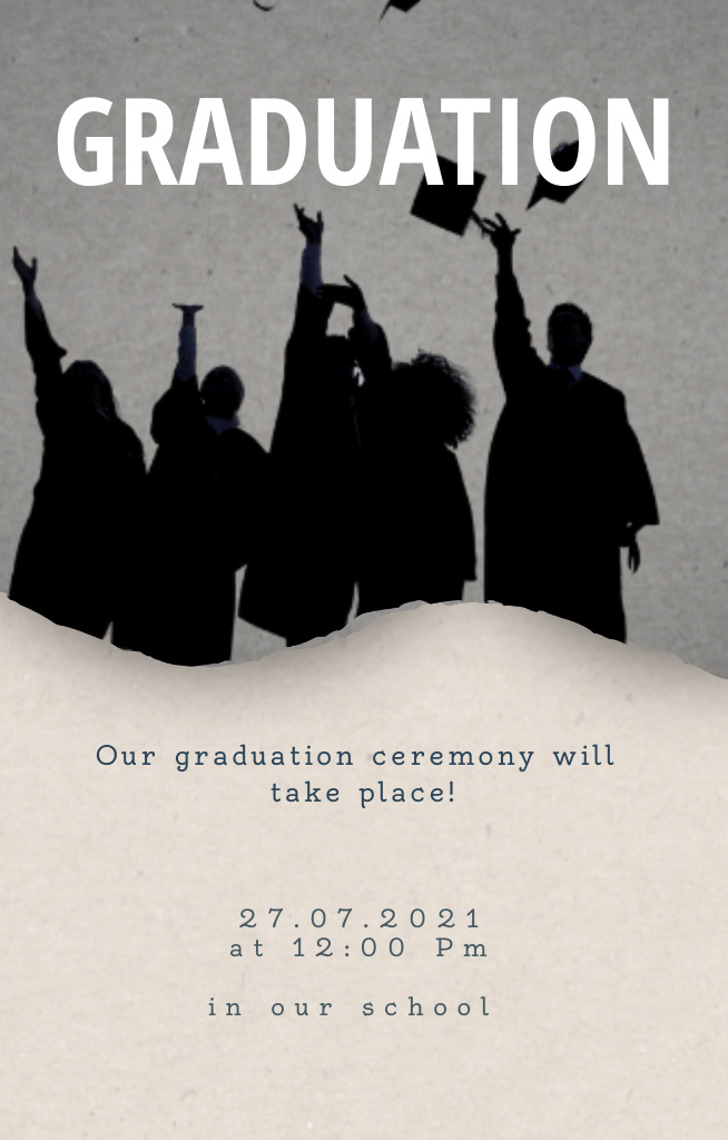 Graduates Throwing Hats on Graduation Invitation 4.6x7.2in tervezősablon