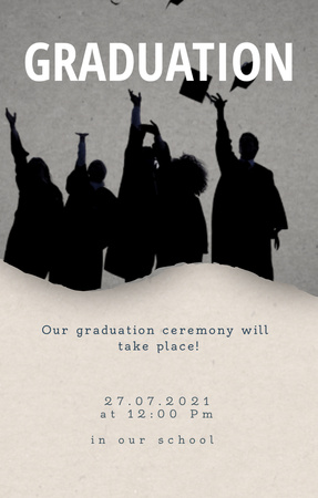 Graduation Announcement with Graduates throwing Hats Invitation 4.6x7.2in Design Template