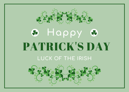 Designvorlage Happy St. Patrick's Day Greeting with Clover Leaves für Card