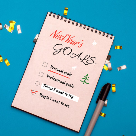 Novoroční cíle v notebooku Instagram Šablona návrhu